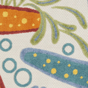 5' Blue Yellow And Orange Round Starfish Indoor Outdoor Area Rug