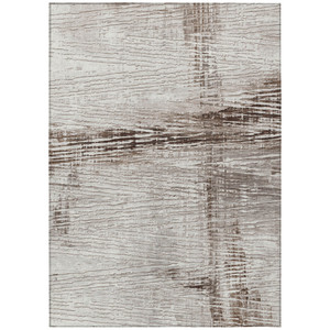 3' X 5' Taupe And Ivory Striped Washable Indoor Outdoor Area Rug - Taupe, Ivory