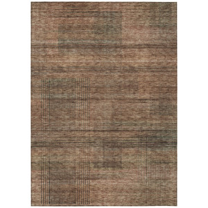 5' X 8' Orange Copper And Brown Striped Washable Indoor Outdoor Area Rug