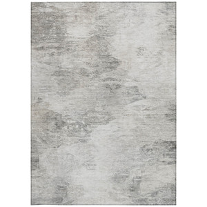 3' X 5' Silver Gray And Ivory Abstract Washable Indoor Outdoor Area Rug - 608219010478