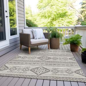 3' X 5' Beige And Brown Southwestern Washable Indoor Outdoor Area Rug
