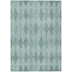 3' X 5' Teal Geometric Washable Non Skid Indoor Outdoor Area Rug - Teal Blue