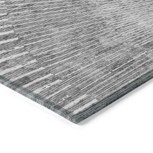 2' X 3' Gray and Ivory Abstract Washable Non Skid Indoor Outdoor Area Rug - Gray, Ivory