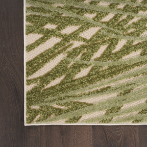 8' Ivory And Green Palm Leaf Indoor Outdoor Runner Rug - 880016545579