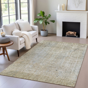 3' X 5' Beige And Ivory Abstract Washable Indoor Outdoor Area Rug - Beige, Ivory