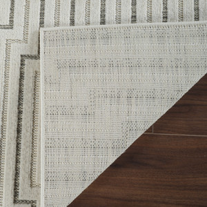 3' X 5' Cream and Beige Geometric Distressed Indoor Outdoor Area Rug - Cream, Beige
