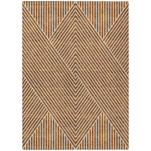 5' X 8' Terra Cotta And Ivory Geometric Washable Indoor Outdoor Area Rug - 880016560152