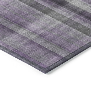 2' X 3' Purple Plaid Washable Non Skid Indoor Outdoor Area Rug - Purple