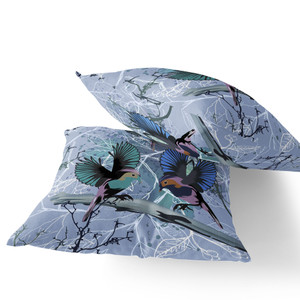Set of Two 16" X 16" Blue Bird Blown Seam Indoor Outdoor Throw Pillow - 606114844716