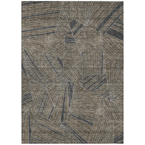 3' X 5' Brown Black And Gray Geometric Washable Indoor Outdoor Area Rug