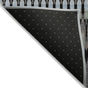 3' X 5' Black Gray And Blue Southwestern Washable Indoor Outdoor Area Rug