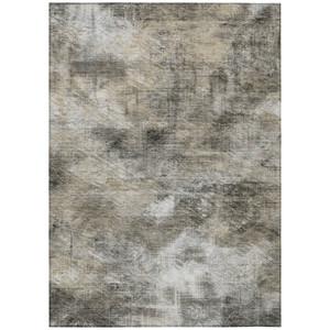 3' X 5' Beige Taupe And Gray Abstract Washable Indoor Outdoor Area Rug