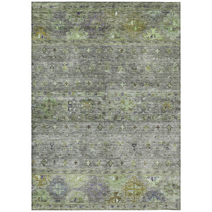 3' X 5' Sage And Gray Floral Washable Indoor Outdoor Area Rug