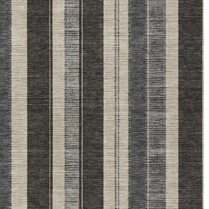 3' X 5' Black And Ivory Striped Washable Indoor Outdoor Area Rug - Black, Ivory