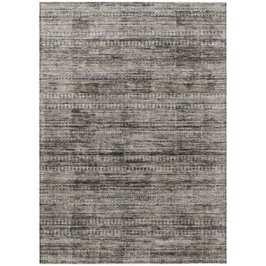 5' X 8' Taupe And Ivory Striped Washable Indoor Outdoor Area Rug - Taupe, Ivory
