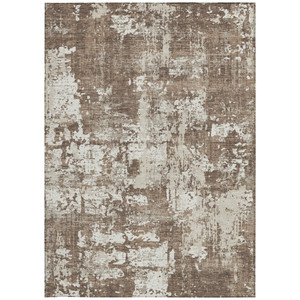 5' X 8' Brown And Beige Abstract Washable Indoor Outdoor Area Rug - 608219031053