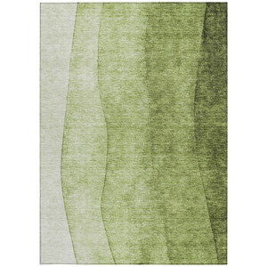 3' X 5' Olive Green And Artichoke Green Ombre Washable Indoor Outdoor Area Rug