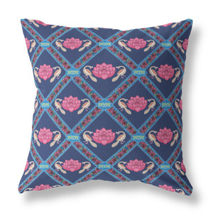 20"x20" Indigo Pink Blown Seam Broadcloth Geometric Throw Pillow