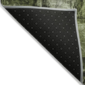 2' X 3' Green Floral Washable Non Skid Indoor Outdoor Area Rug - Green