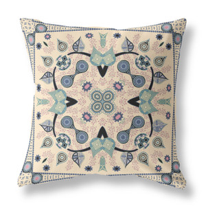16" x 16" Beige Blown Seam Paisley Indoor Outdoor Throw Pillow - 606114755630