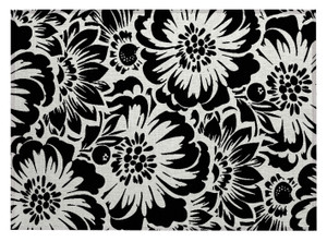 2' X 3' Black and Ivory Floral Washable Non Skid Indoor Outdoor Area Rug