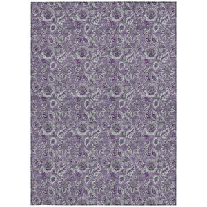 3' X 5' Purple Lilac And Lavender Floral Washable Indoor Outdoor Area Rug