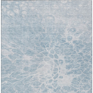 3' X 5' Sky Blue And Denim Blue Abstract Washable Indoor Outdoor Area Rug