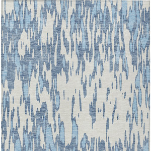 5' X 8' Denim Blue And Ivory Abstract Washable Indoor Outdoor Area Rug - 880016432862