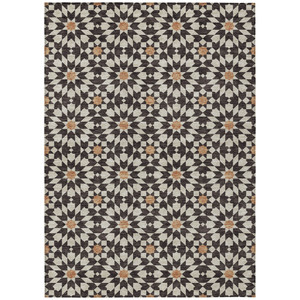 3' X 5' Charcoal Silver And Copper Floral Medallion Washable Indoor Outdoor Area Rug