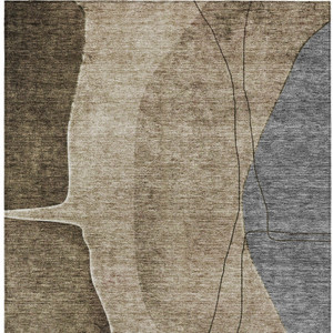 3' X 5' Brown Taupe And Beige Abstract Washable Indoor Outdoor Area Rug Transitional Style - Brown, Taupe, Beige Color