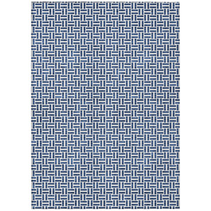 3' X 5' Navy Blue And Gray Geometric Washable Indoor Outdoor Area Rug