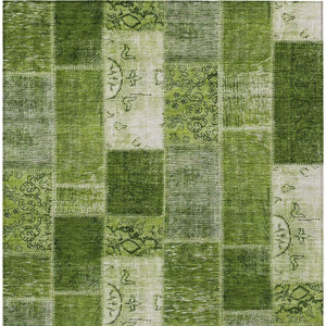 5' X 8' Olive Green And Artichoke Green Patchwork Washable Indoor Outdoor Area Rug