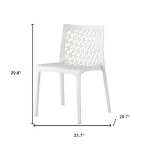 Set of Two White Heavy Duty Plastic Outdoor Stacking Dining Chairs - 880016876581