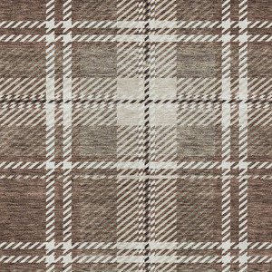 5' X 8' Brown Black And Ivory Plaid Washable Indoor Outdoor Area Rug