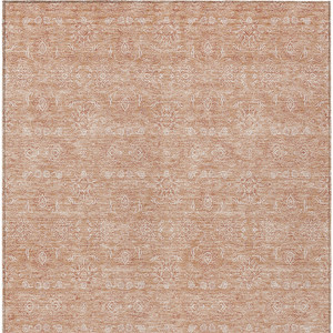 3' X 5' Copper And Beige Floral Washable Indoor Outdoor Area Rug - Copper, Beige