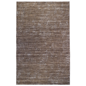 5' X 8' Brown and Ivory Striped Stain Resistant Indoor Outdoor Area Rug