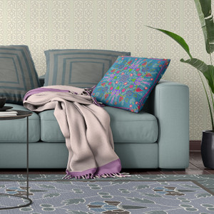 20" x 20" Blue and Green Blown Seam Paisley Indoor Outdoor Throw Pillow