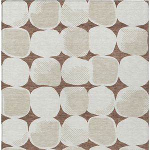 3' X 5' Brown Beige And Ivory Abstract Washable Indoor Outdoor Area Rug