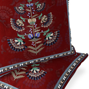 Set of Two 16" Green and Red Indoor Outdoor Throw Pillow