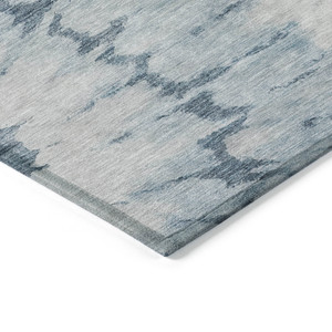 3' X 5' Denim Blue And Sky Blue Abstract Washable Indoor Outdoor Area Rug - 608219196417