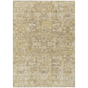 3' X 5' Wheat Beige And Gray Floral Washable Indoor Outdoor Area Rug