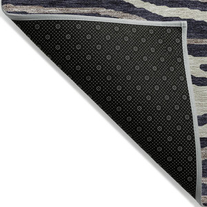 5' X 8' Black Taupe And Beige Faux Bois Washable Indoor Outdoor Area Rug