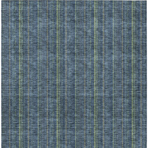 3' X 5' Blue Denim Blue And Mint Green Striped Washable Indoor Outdoor Area Rug