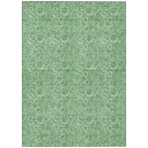 5' X 8' Green And Artichoke Green Floral Washable Indoor Outdoor Area Rug