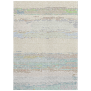 3' X 5' Ivory Abstract Washable Indoor Outdoor Area Rug