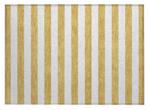 2' X 3' Gold Striped Washable Non Skid Indoor Outdoor Area Rug
