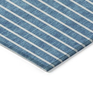 3' X 5' Teal Blue And Aqua Striped Washable Indoor Outdoor Area Rug - Teal Blue, Aqua