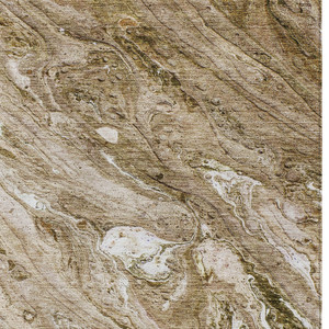 3' X 5' Brown Tan And Beige Abstract Washable Indoor Outdoor Area Rug