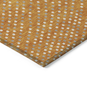 3' X 5' Orange Gray And Ivory Polka Dot Washable Indoor Outdoor Area Rug