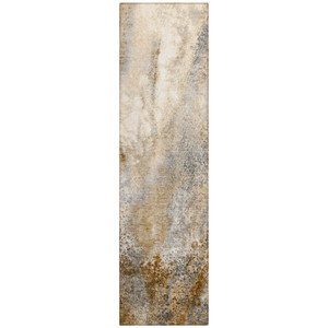 8' Runner Brown Abstract Washable Non Skid Indoor Outdoor Runner Rug - 608219130640